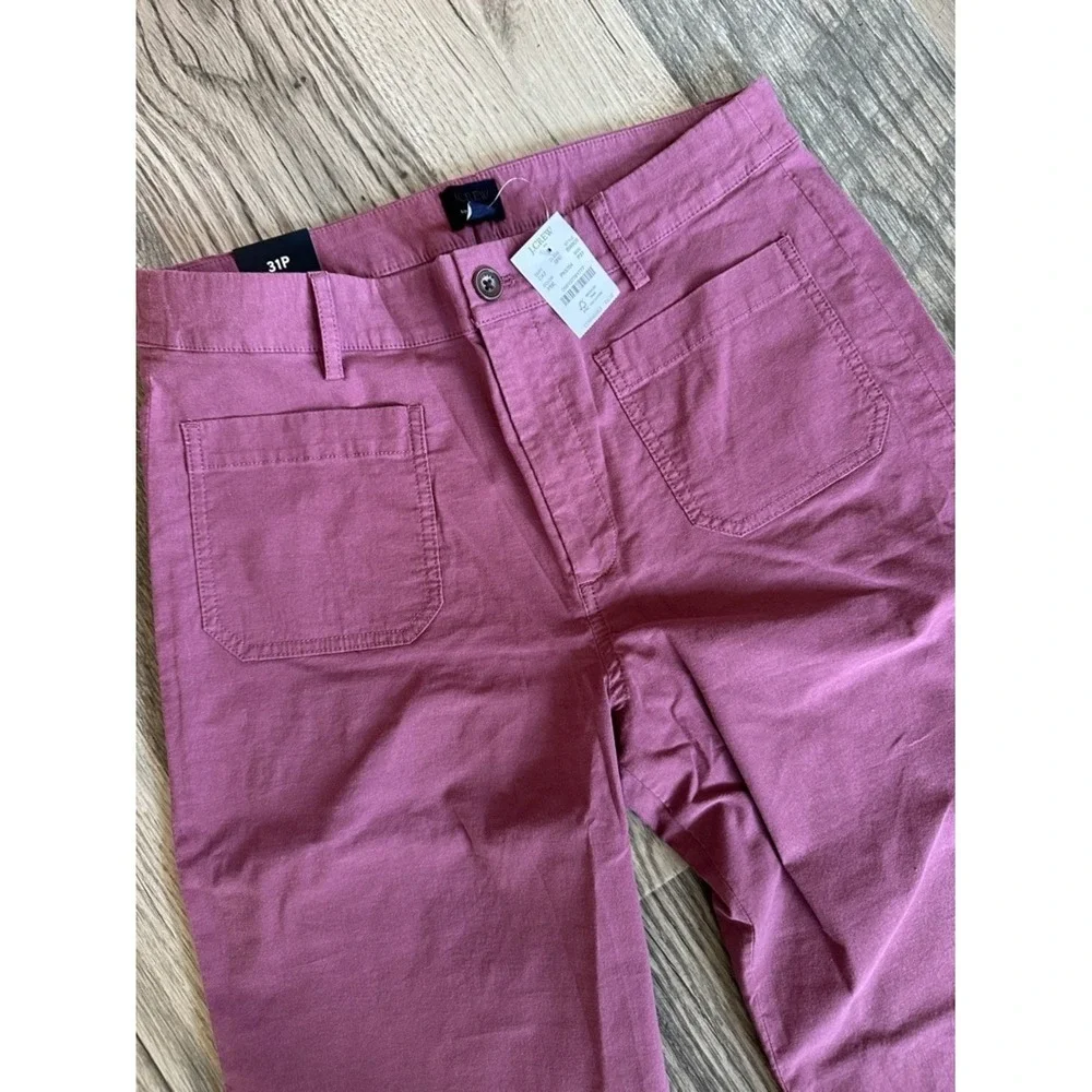 J. Crew NWT patch pocket Cotton Lizzie Pant dark pink women's size 31P petite